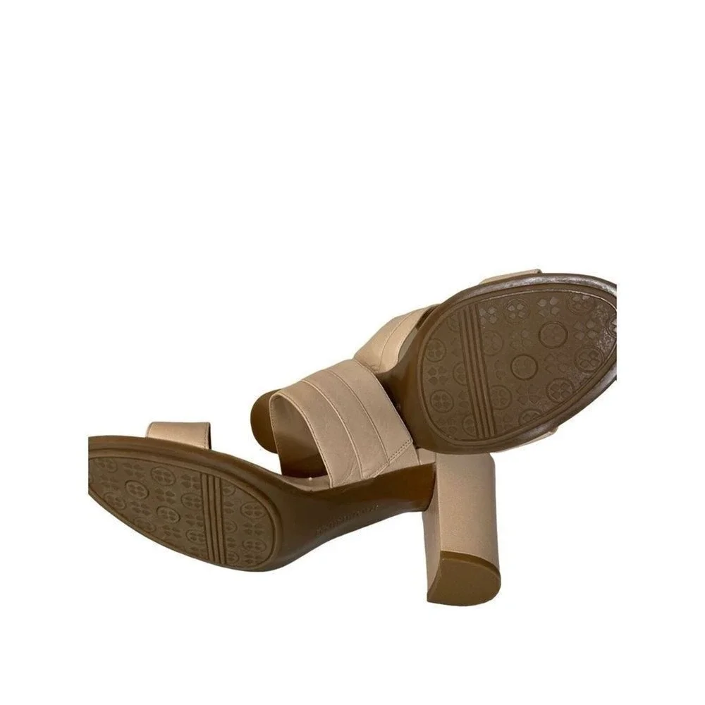 Naturalizer‎ Slide Sandals Womens 8 Beige Good Block Heel Buckle Strap Slip On